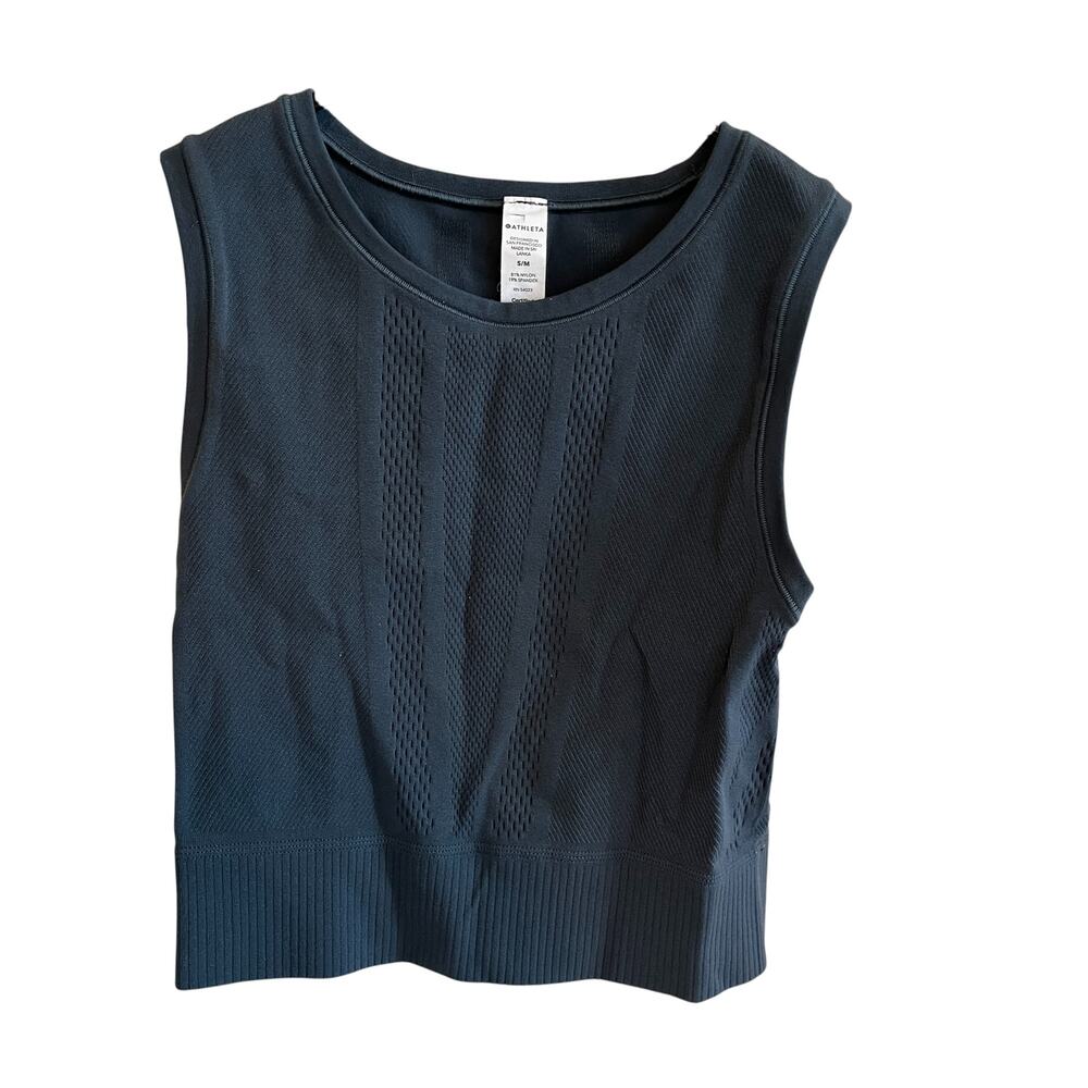 Athleta Mudra Mesh Cropped Tank Top Charcoal Gray Size Small / Medium - Picture 2 of 4